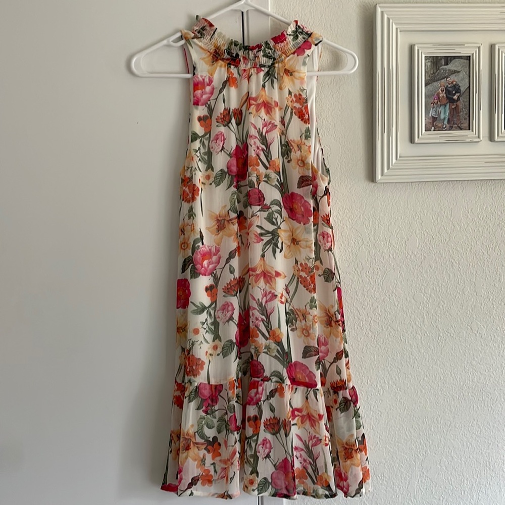 Floral lined dress, 100% polyester.  Size small.